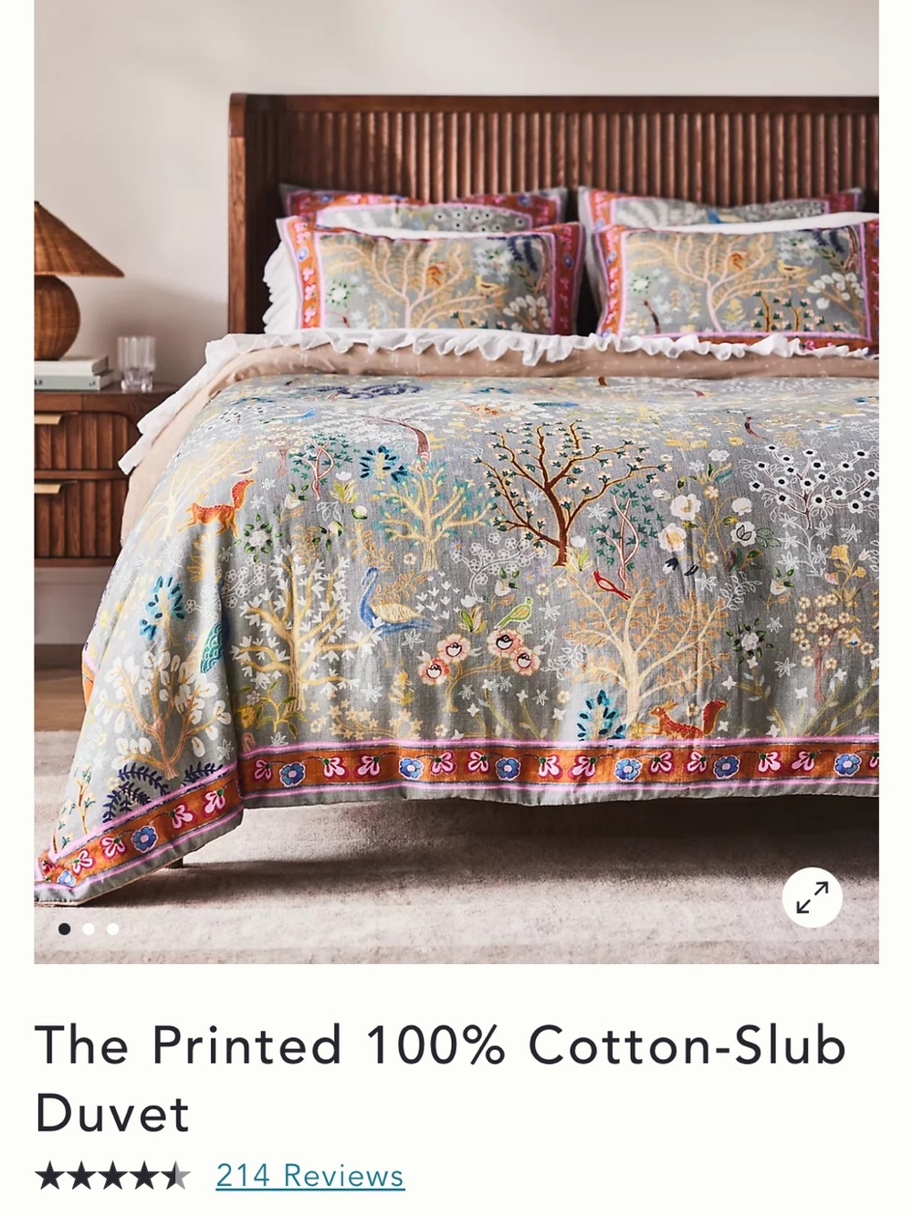 Anthropologie 100% Cotton-Slub Duvet in Jodie California King (NO SHAMS)